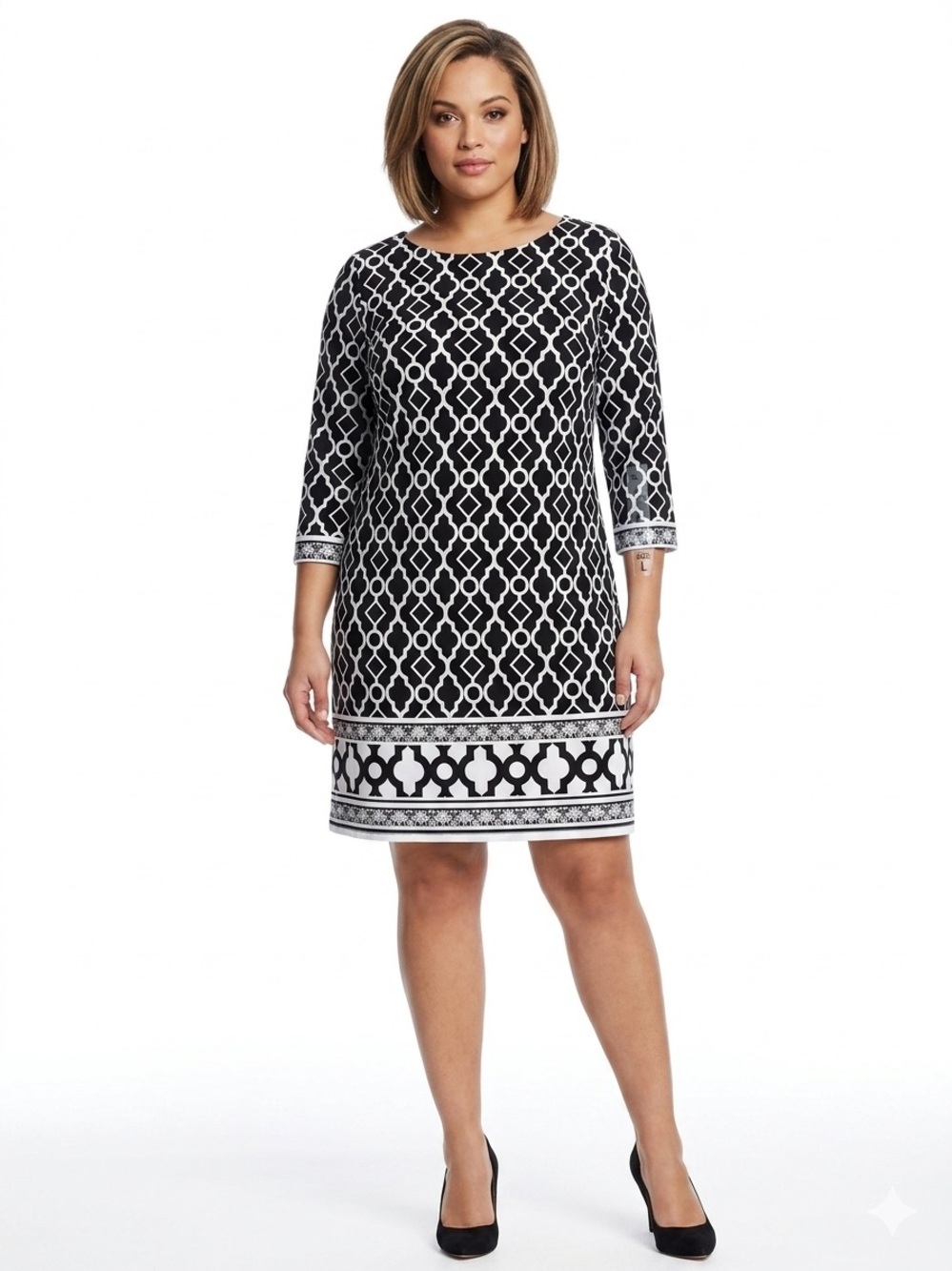 INC International Concepts NWOT Stretchy Comfy Black and White Geometric Dress